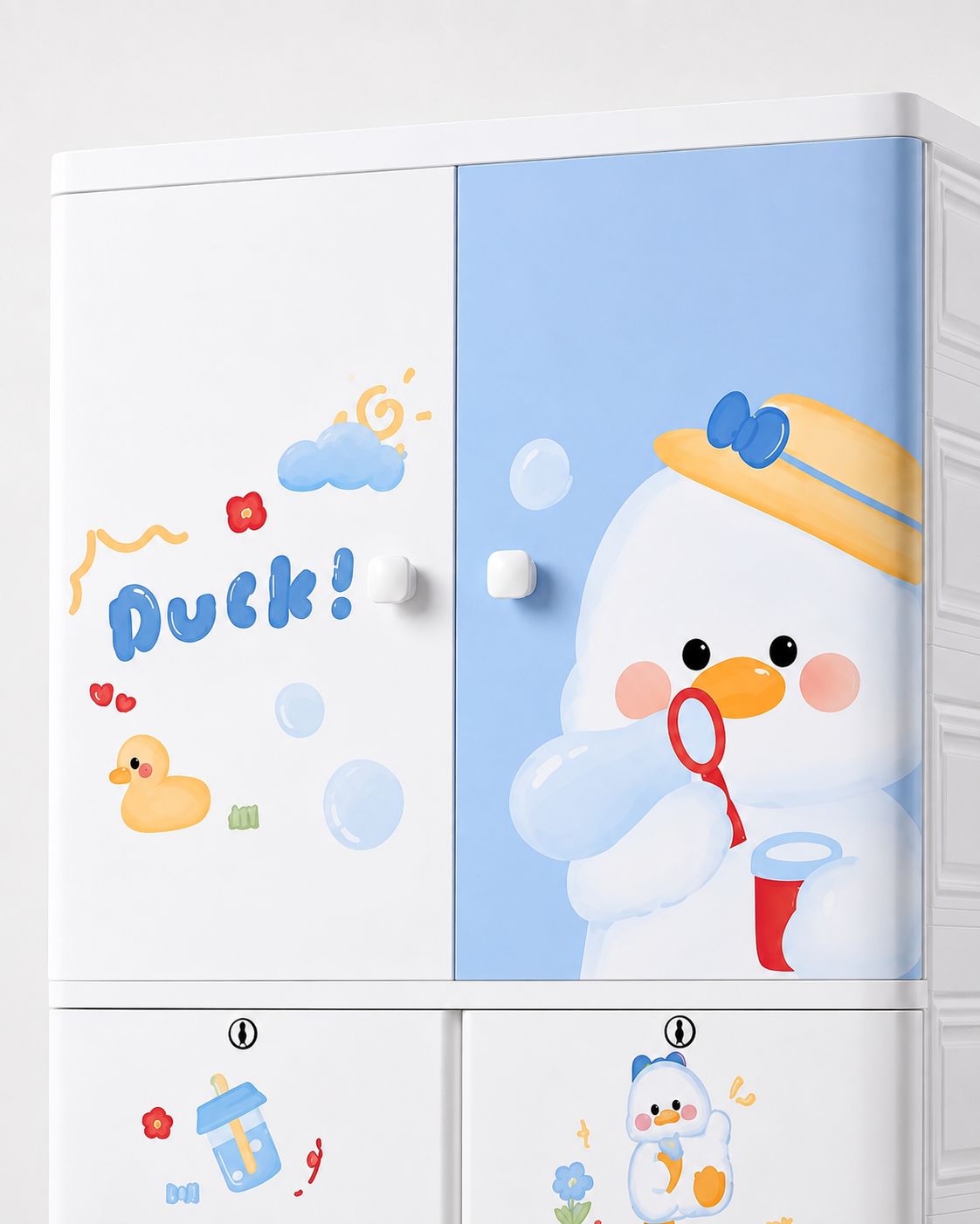 Kids Room Wardrobe with Multiple Shelves & Drawers (70*38*156cm)