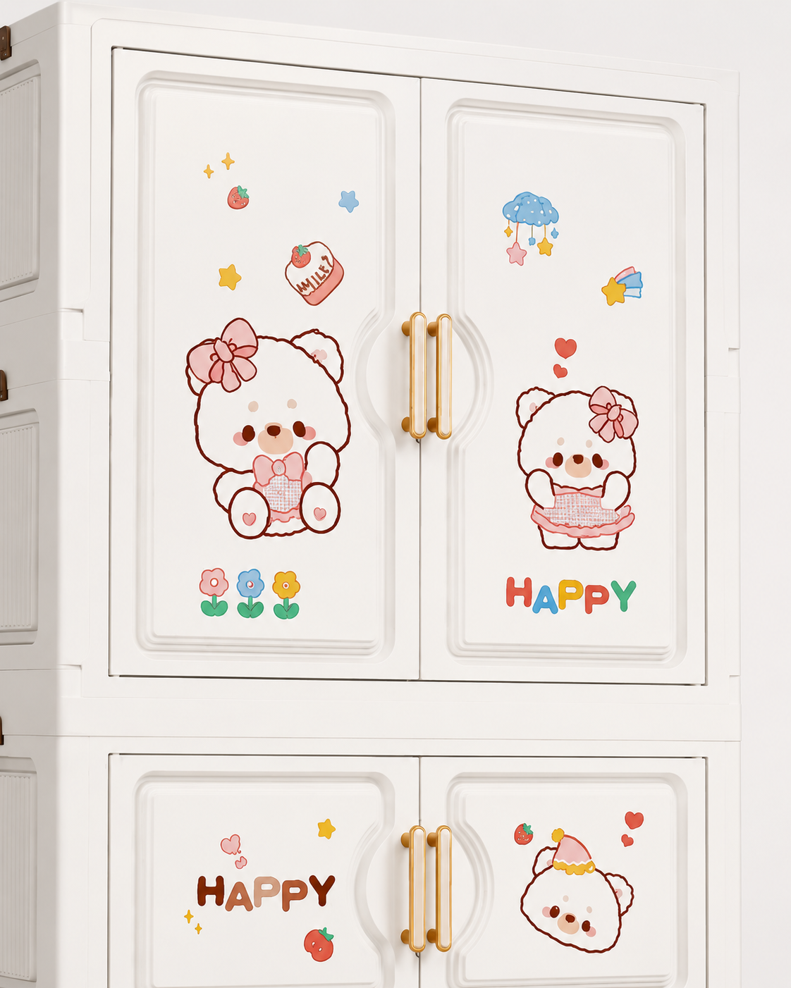 Sweet Cake Bear Kids Wardrobe & Storage Cabinet – Adorable Children’s Organizer (68*36*164cm)
