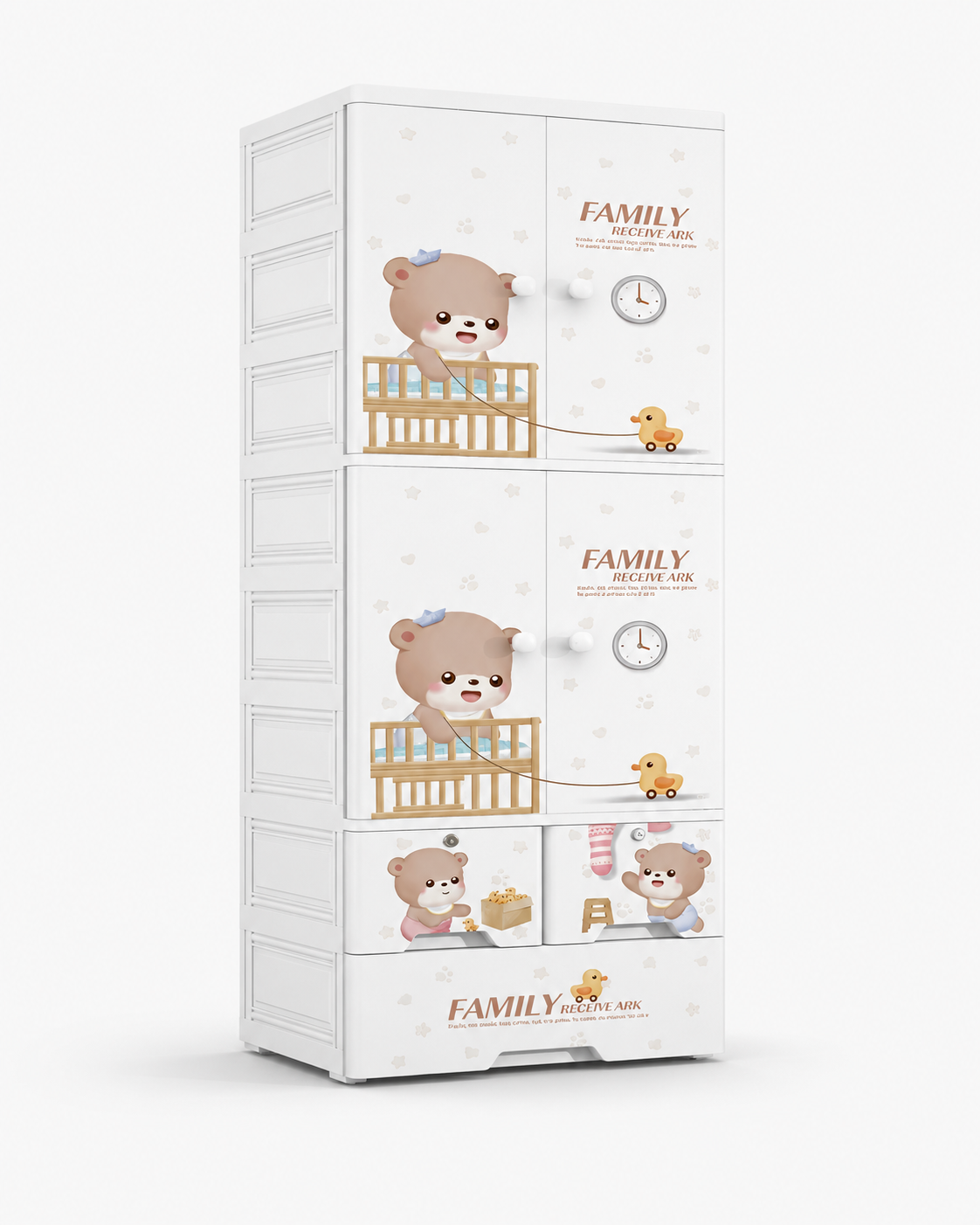 Sweet Teddy Kids Storage Wardrobe – Cute Bear Cartoon Clothes Organizer (60*38*177cm)