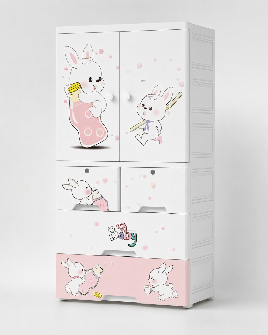 Little Rabbit Kids Wardrobe & Storage – Adorable Cartoon Nursery Cabinet (70*38*135cm)