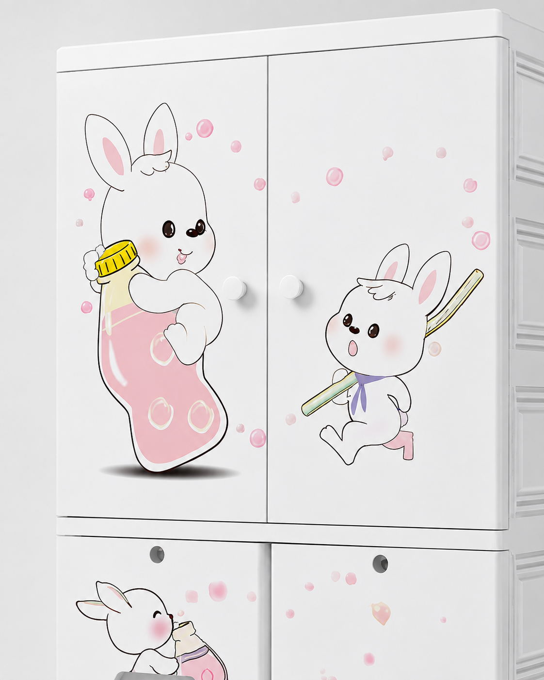 Little Rabbit Kids Wardrobe & Storage – Adorable Cartoon Nursery Cabinet (70*38*135cm)