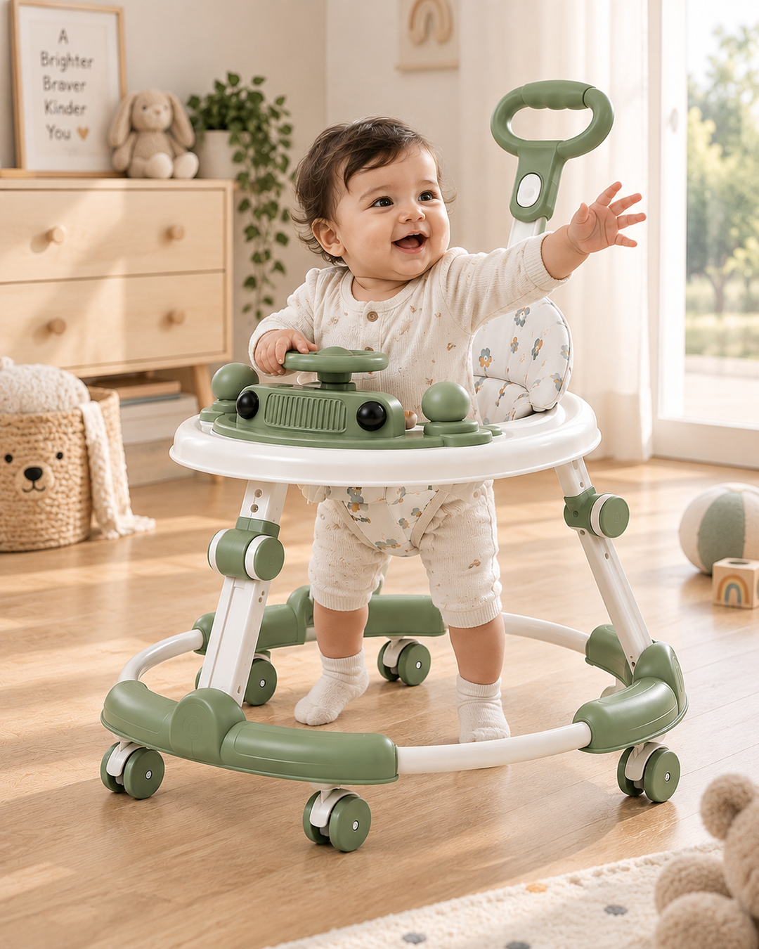BabyStep 360° Multi-Activity Baby Walker with Adjustable Height & Safety Wheels