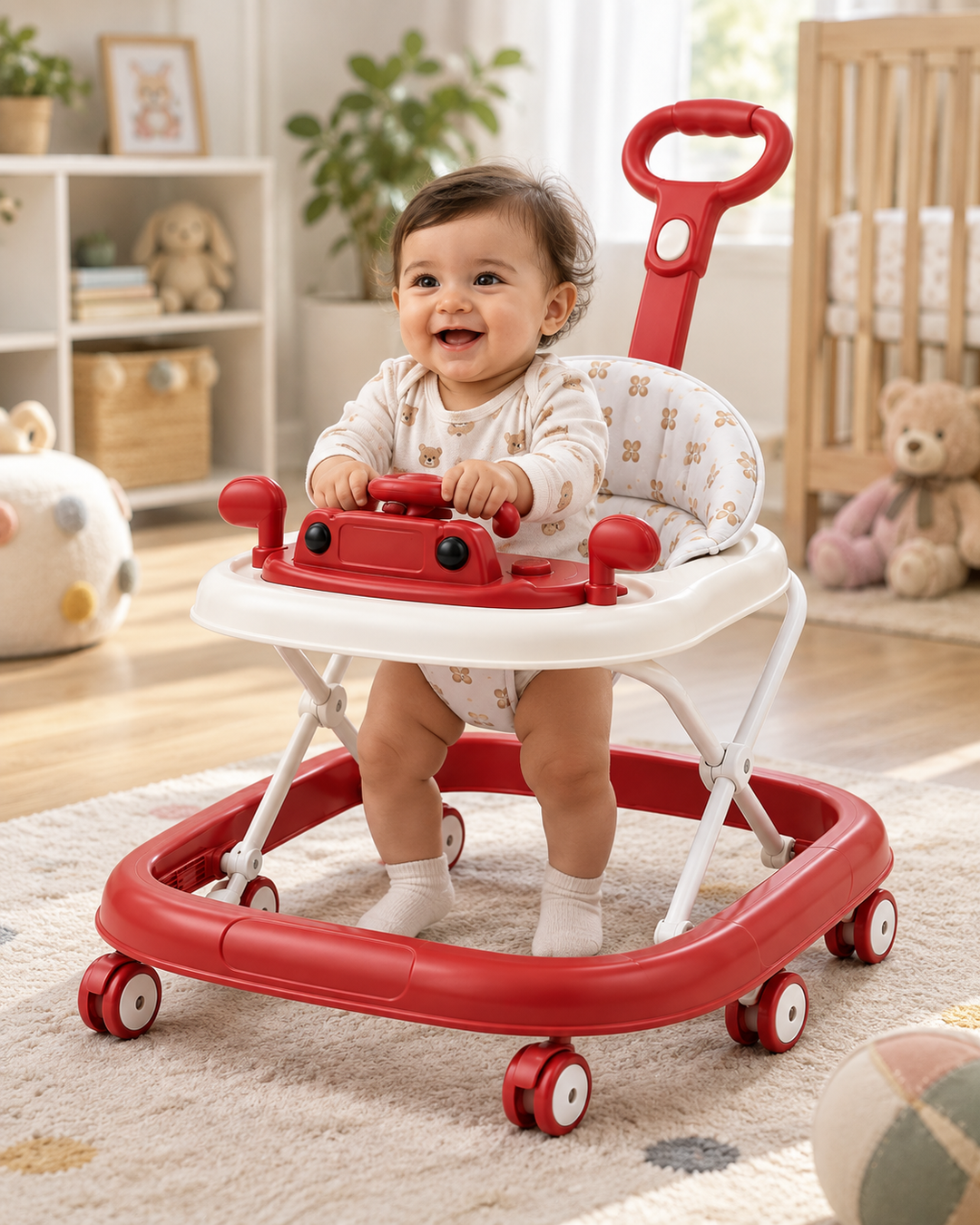 CuddleRide Multi-Activity Baby Walker with Adjustable Height & Safety Wheels