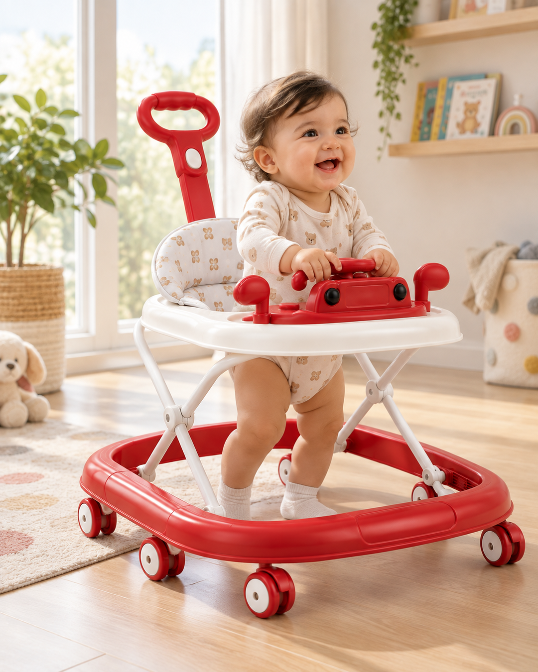 CuddleRide Multi-Activity Baby Walker with Adjustable Height & Safety Wheels