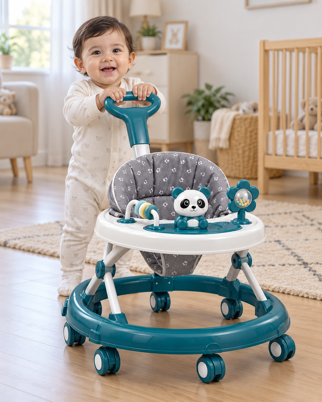 TinyTrek 360° Activity Baby Walker with Adjustable Height & Interactive Toy Panel