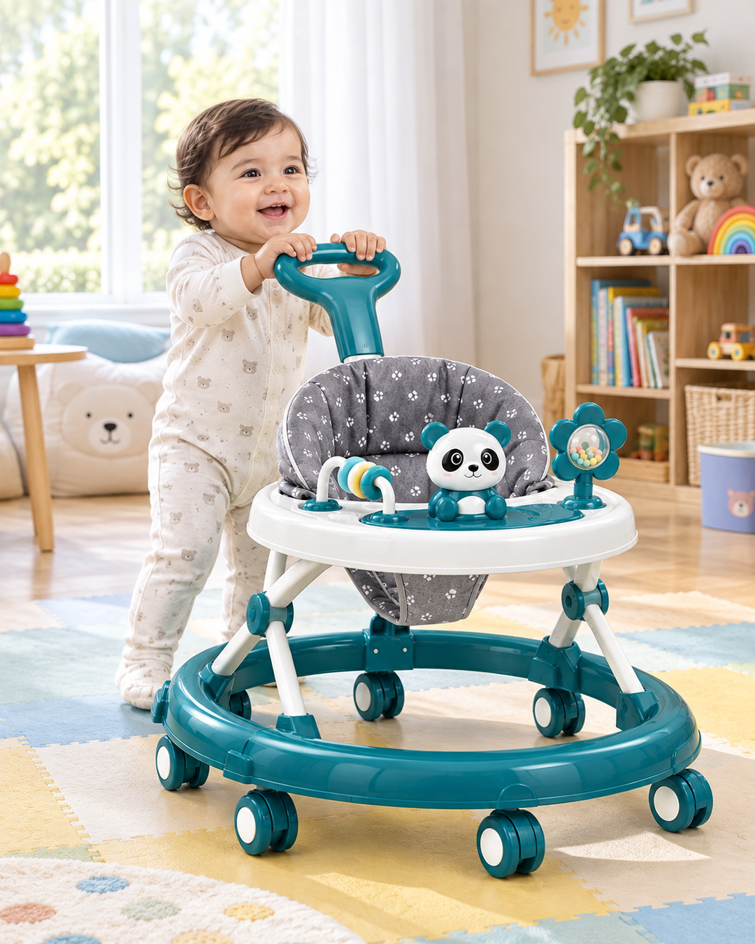 TinyTrek 360° Activity Baby Walker with Adjustable Height & Interactive Toy Panel