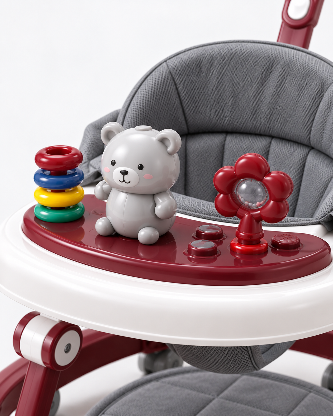 CuddleSteps Multi-Activity Baby Walker with Adjustable Height & Interactive Toy Panel