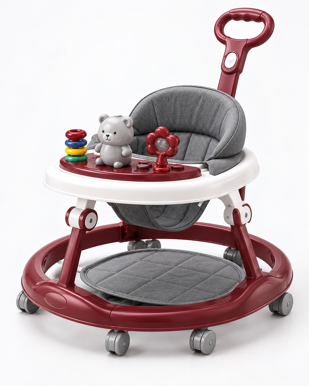 CuddleSteps Multi-Activity Baby Walker with Adjustable Height & Interactive Toy Panel