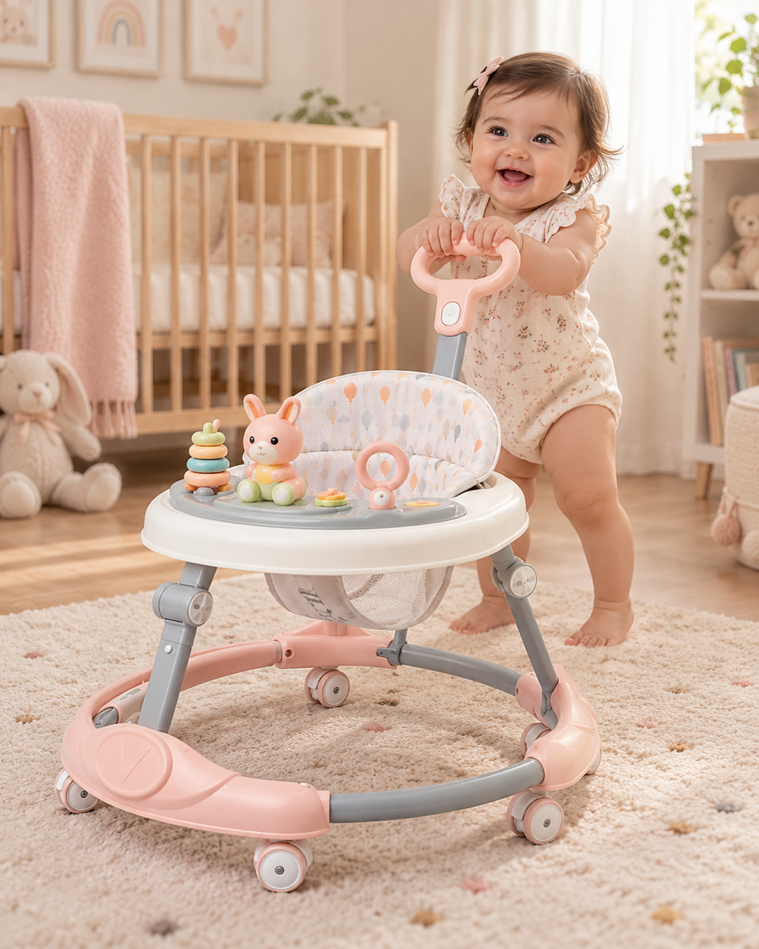 LittleDaisy Multi-Activity Baby Walker with Adjustable Height & Interactive Toy Panel