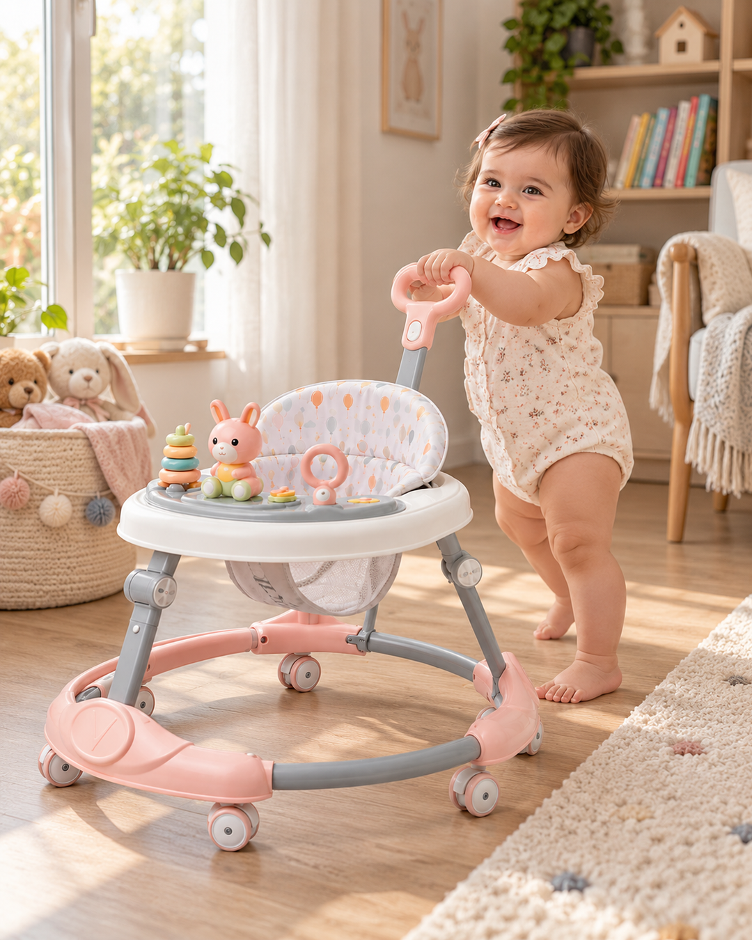 LittleDaisy Multi-Activity Baby Walker with Adjustable Height & Interactive Toy Panel