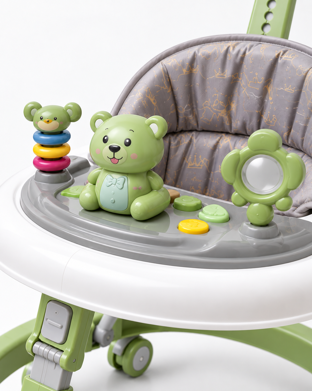 Baby Walker with Interactive Toy Tray – Green