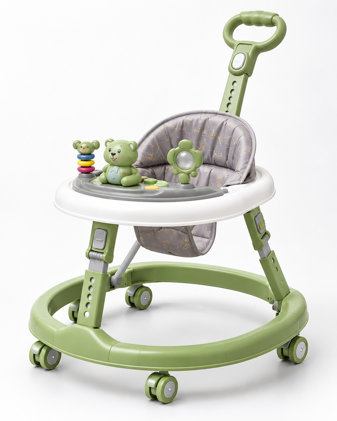 Baby Walker with Interactive Toy Tray – Green