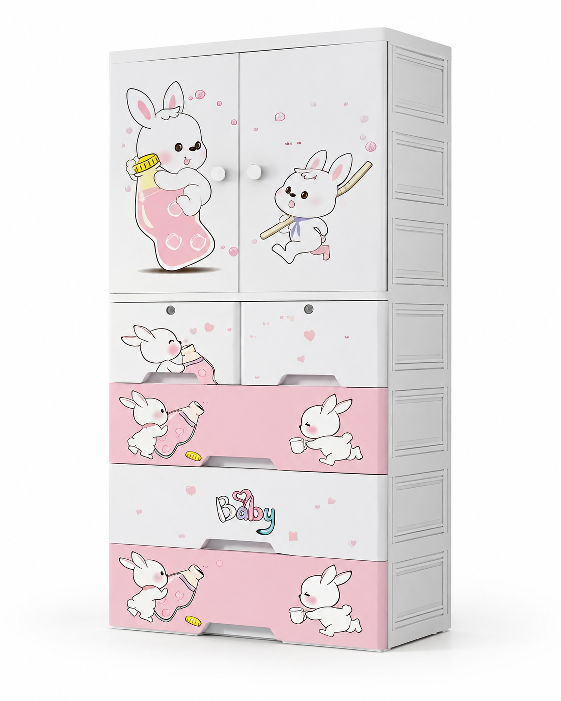 Kids Room Wardrobe with Multiple Shelves & Drawers (70*38*156cm)
