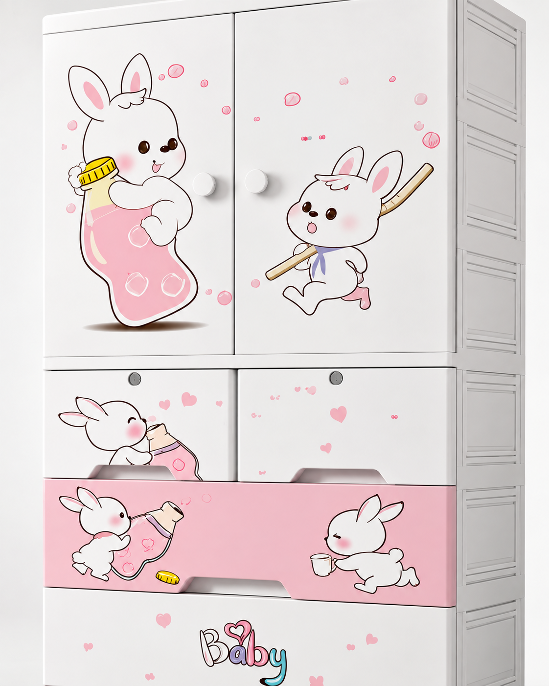 Kids Room Wardrobe with Multiple Shelves & Drawers (70*38*156cm)