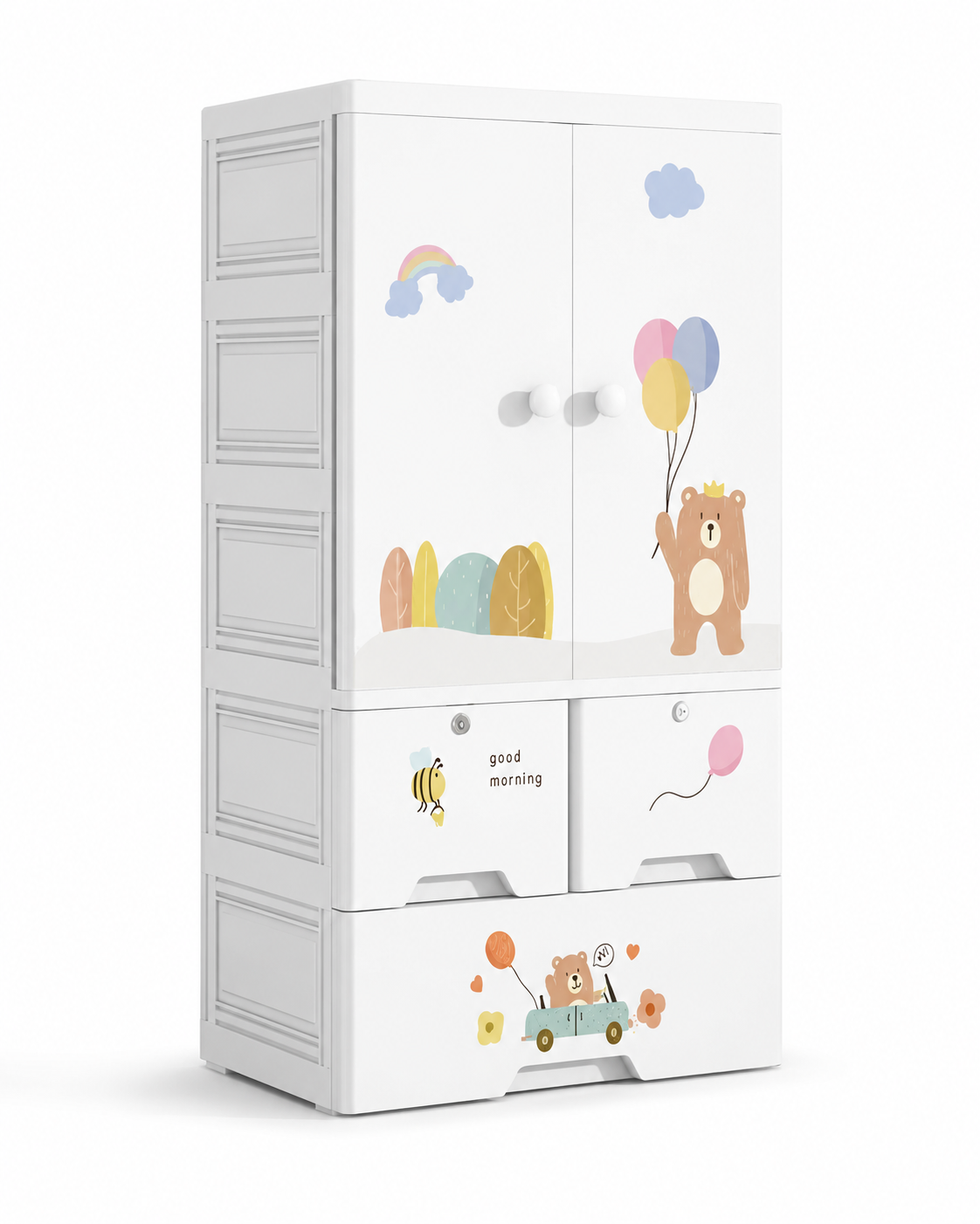 Cute Cartoon Animal Storage Cabinet with Drawers for Nursery & Kids’ Room (60*38*113cm)