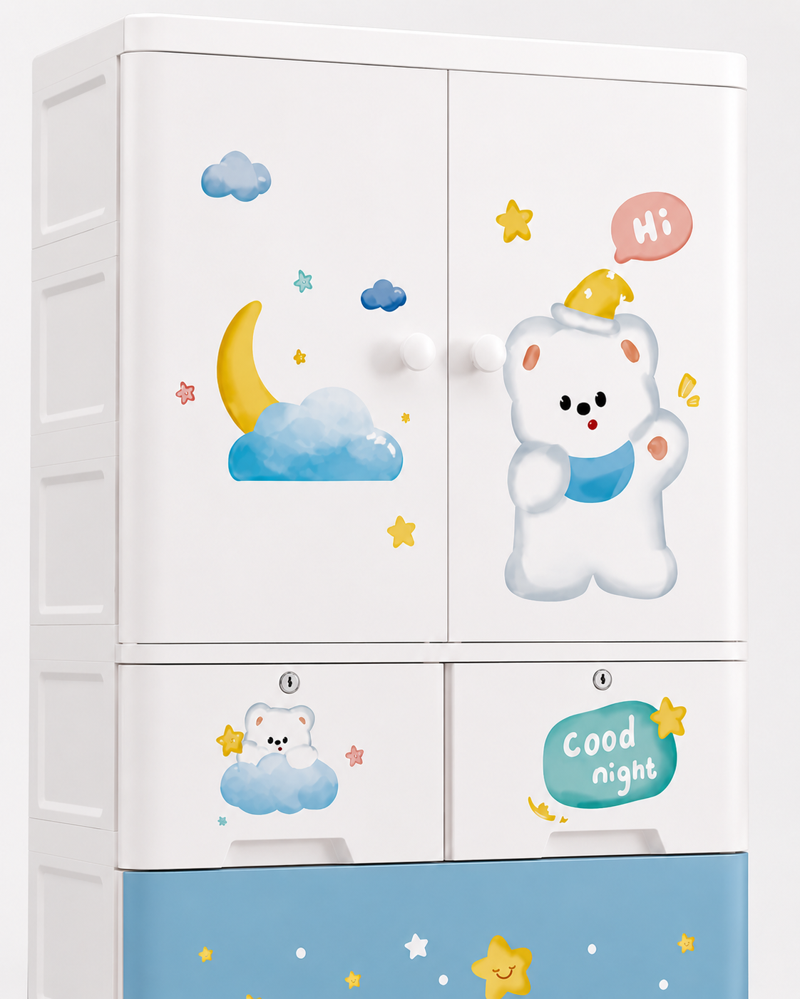 Cute Space-Themed Children’s Storage Cabinet with Drawers (70*38*156cm)