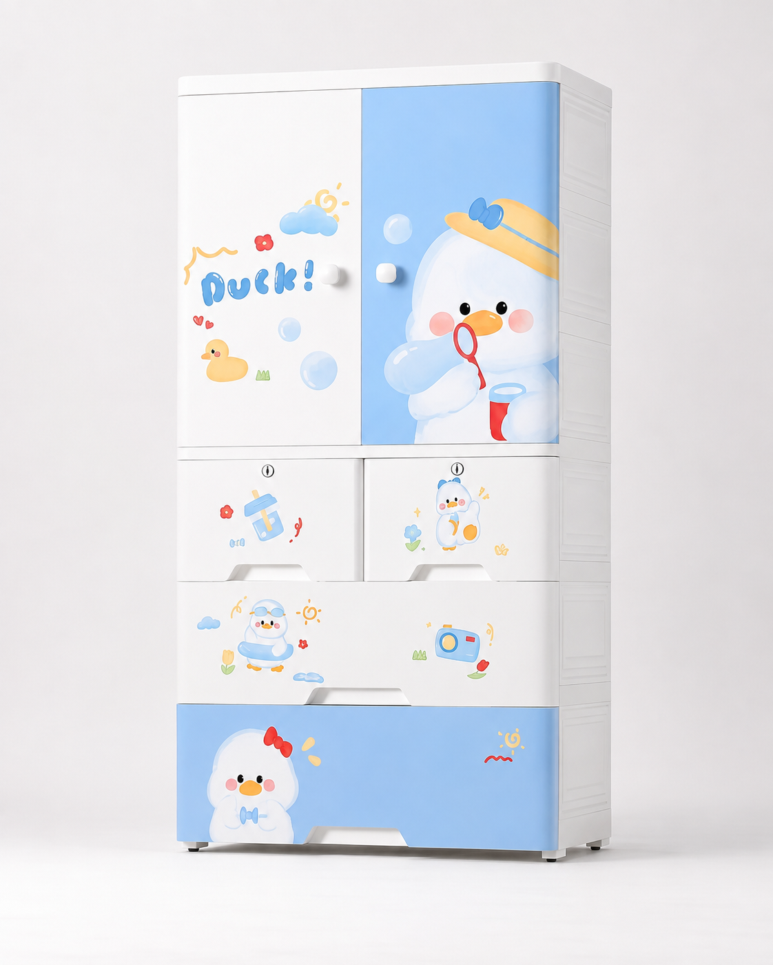 Cute Cartoon Kids Wardrobe & Storage Cabinet (70*38*135cm)