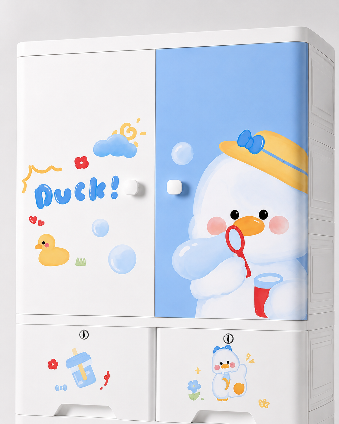 Cute Cartoon Kids Wardrobe & Storage Cabinet (70*38*135cm)