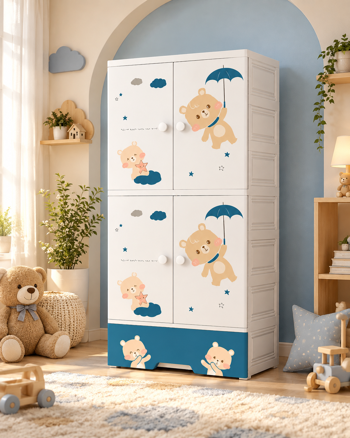 Cartoon Printed Multi Compartment Storage Cabinet (70*38*156cm)