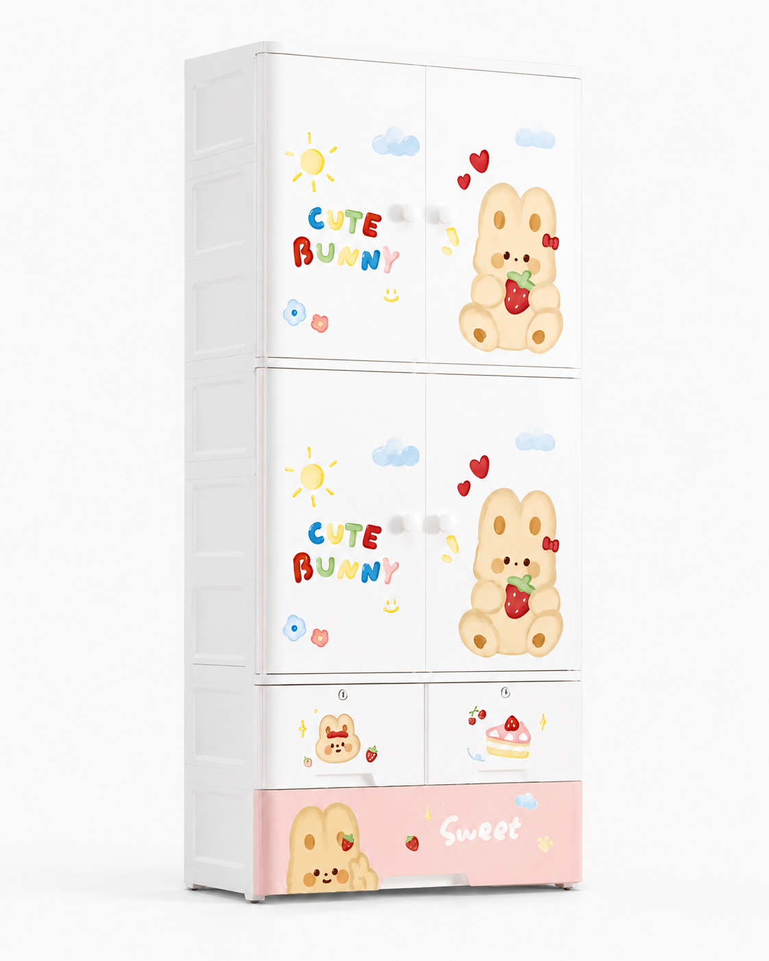 Sweet Bunny Kids Storage Wardrobe – Cute Rabbit Clothes & Toy Organizer (70*38*177cm)