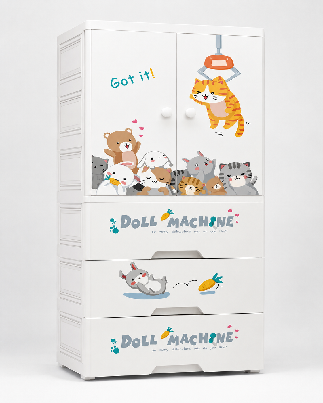 Little Teddy Kids Wardrobe & Storage – Nursery Organizer (60*38*135cm)