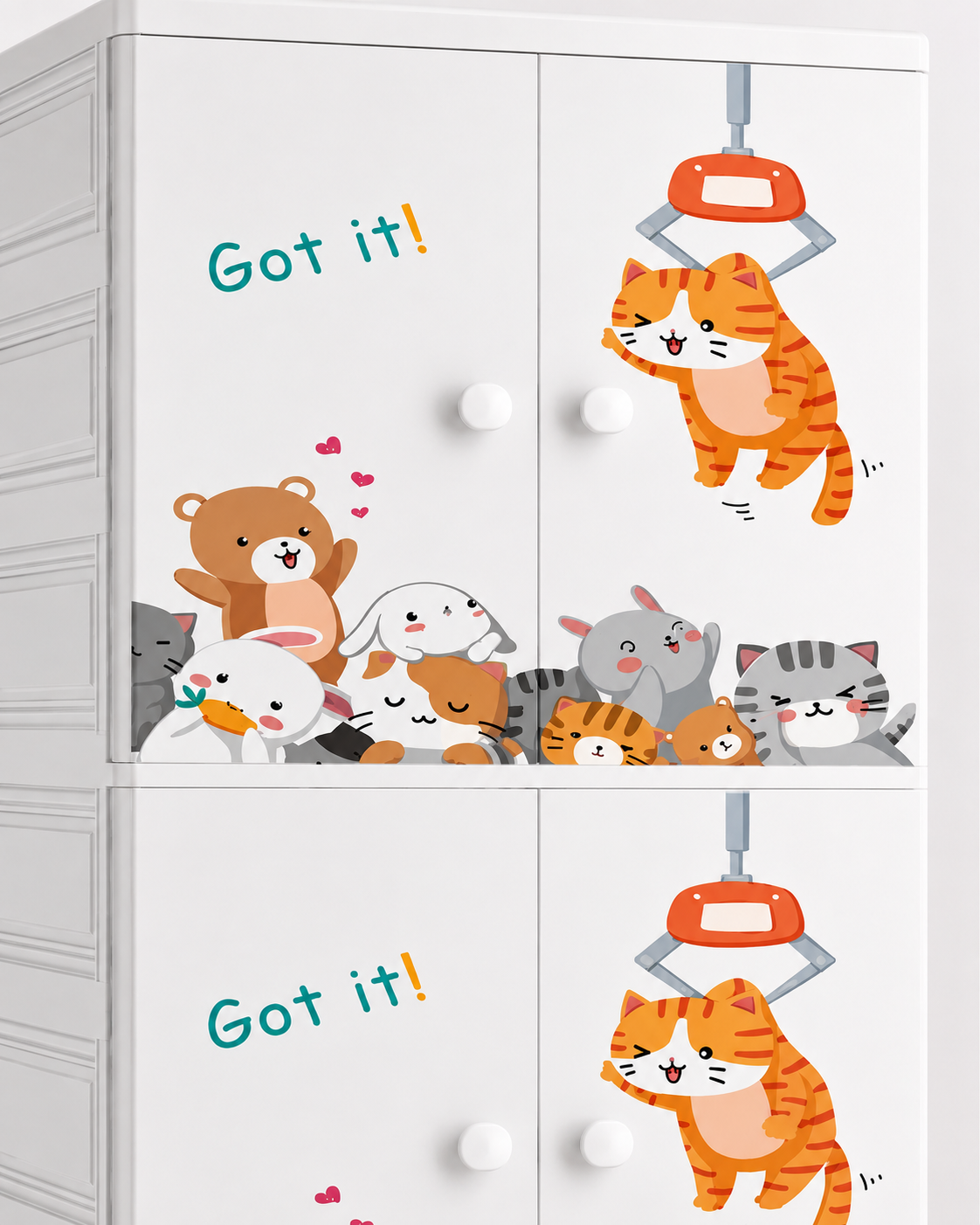 Happy Cat Kids Storage Wardrobe – Cute Cartoon Clothes & Toy Organizer (60*38*177cm)