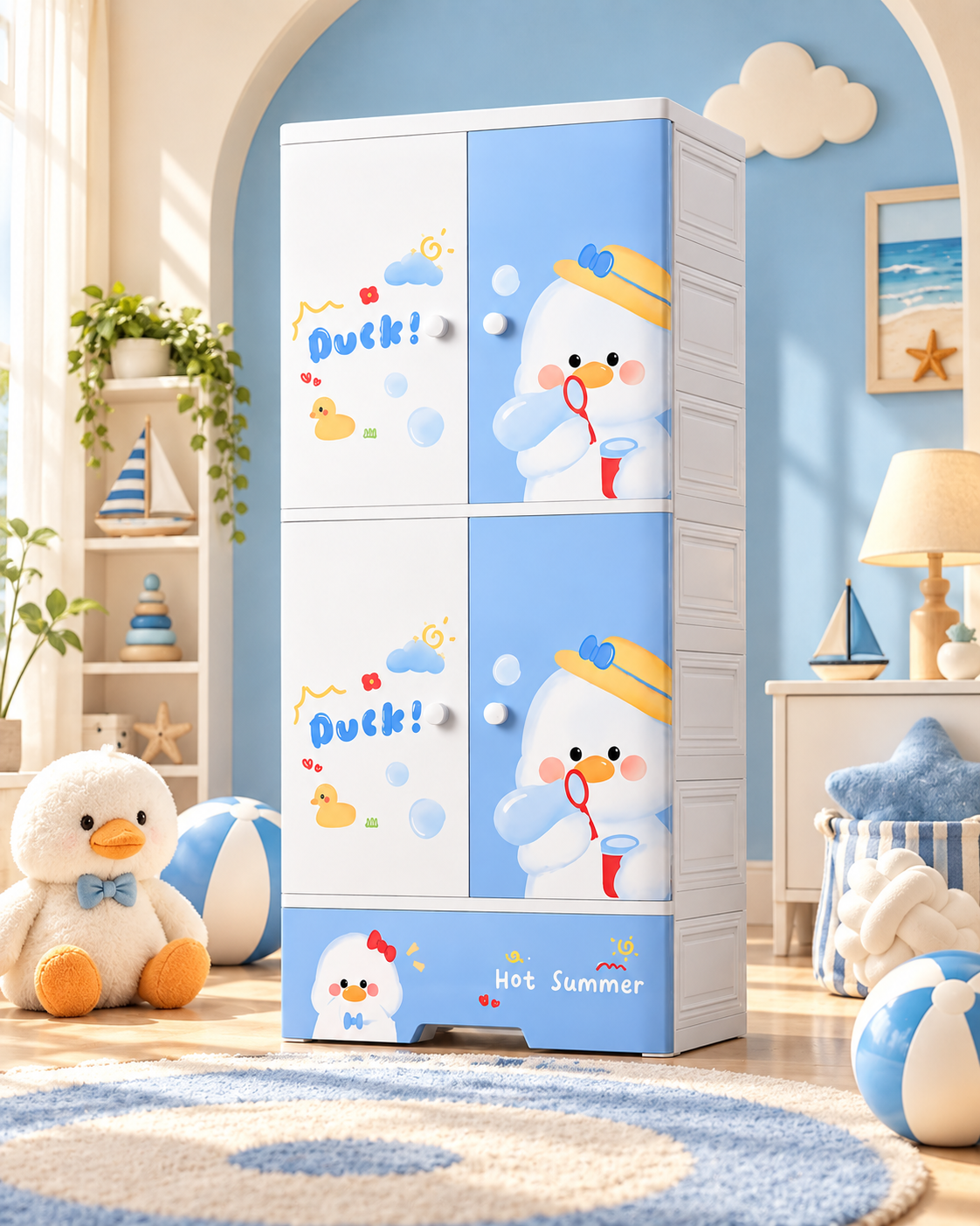 Cartoon Printed Multi Compartment Storage Cabinet (70*38*156cm)