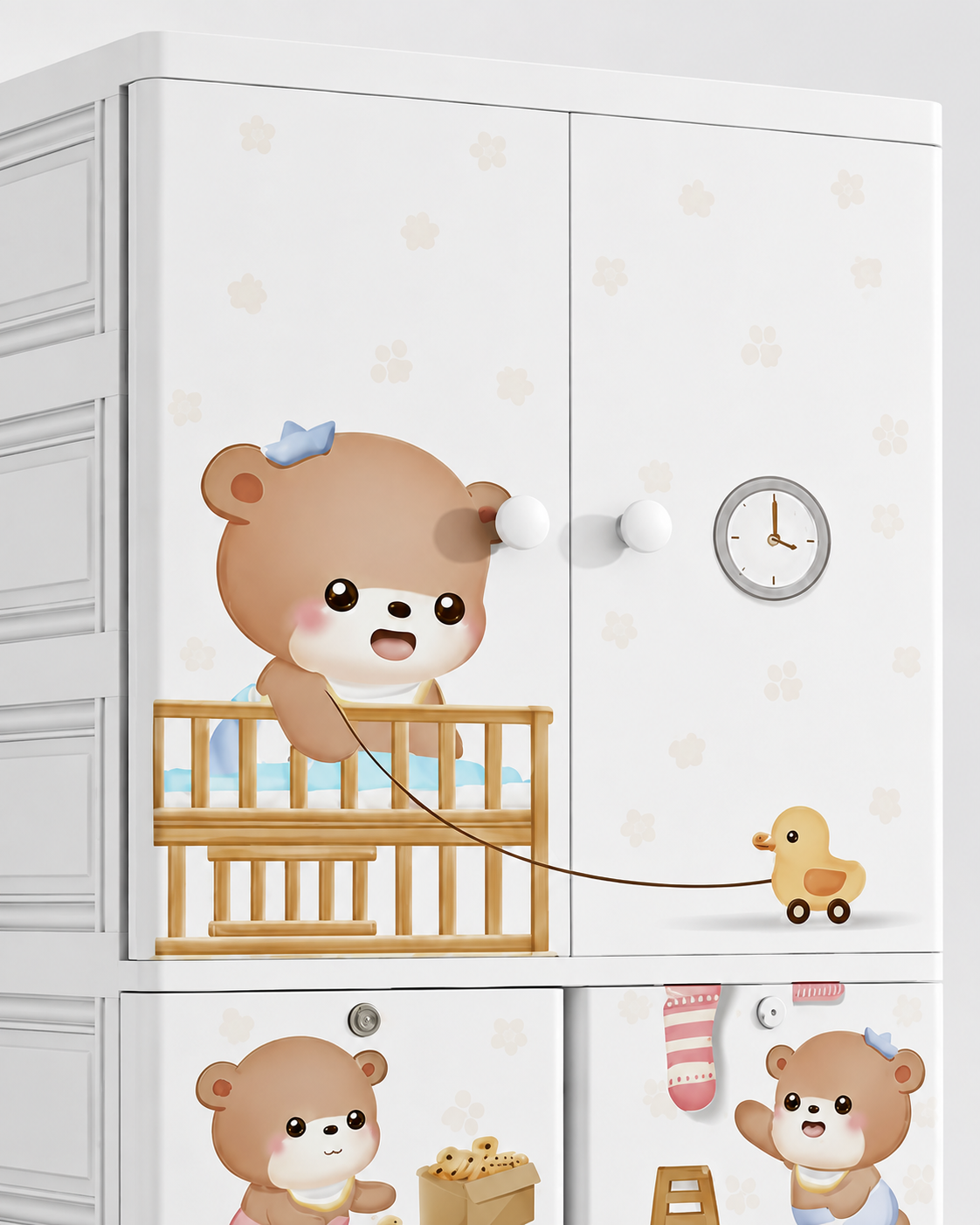 Little Teddy Kids Wardrobe & Storage – Nursery Organizer (60*38*135cm)