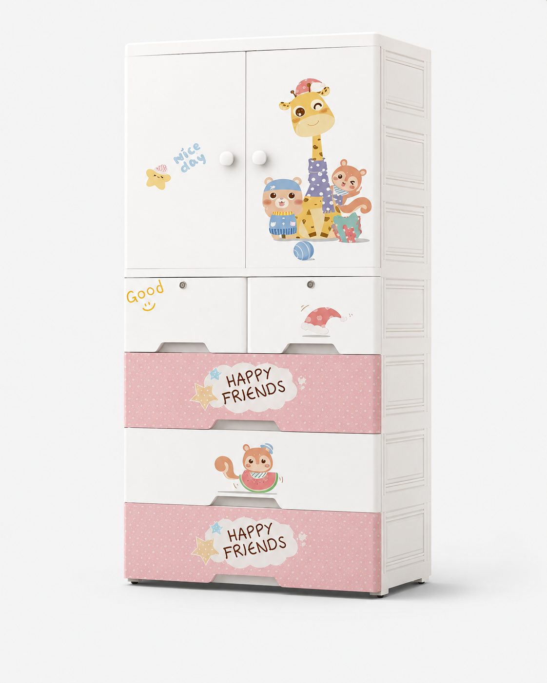 Kids Room Wardrobe with Multiple Shelves & Drawers (70*38*156cm)