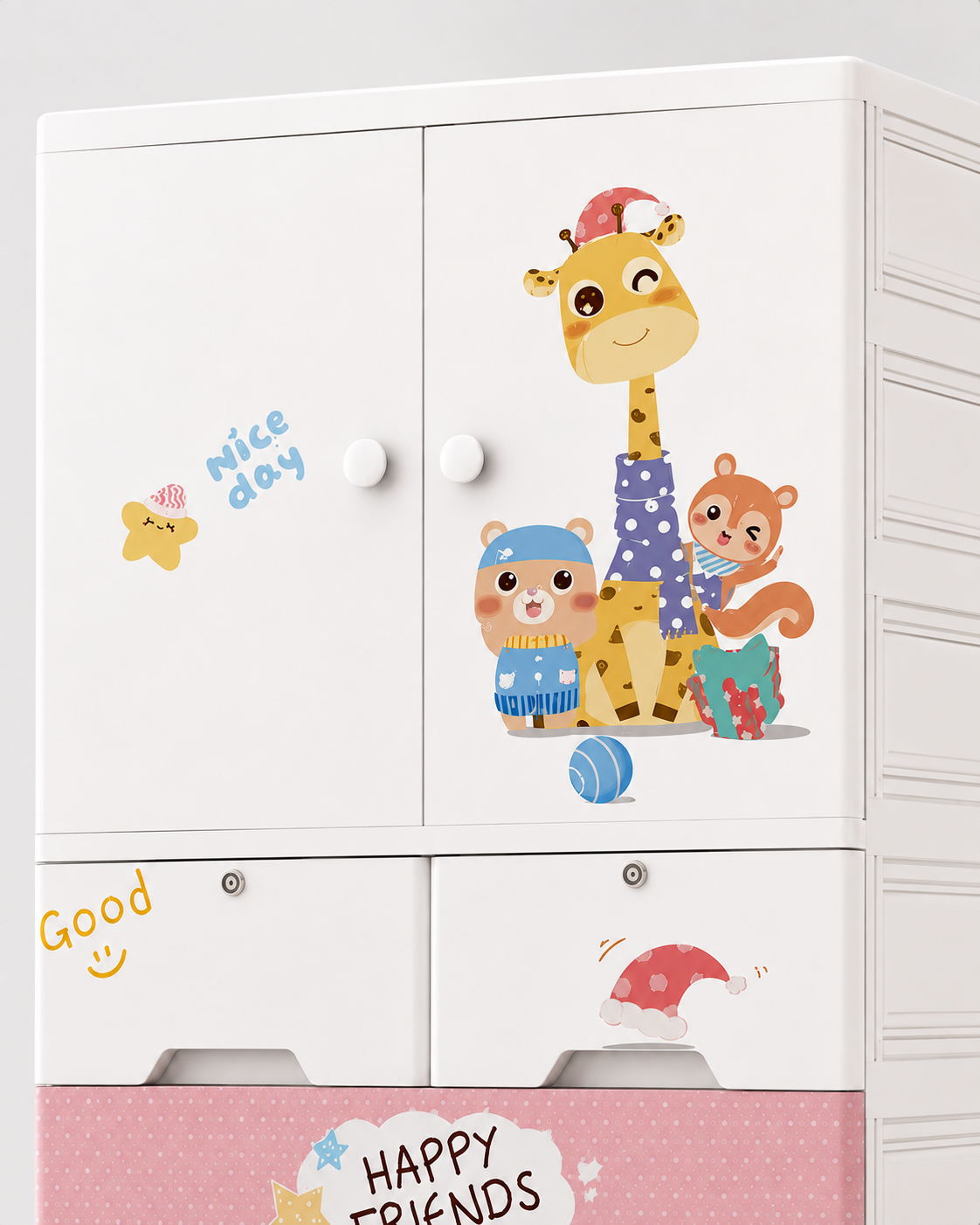 Kids Room Wardrobe with Multiple Shelves & Drawers (70*38*156cm)