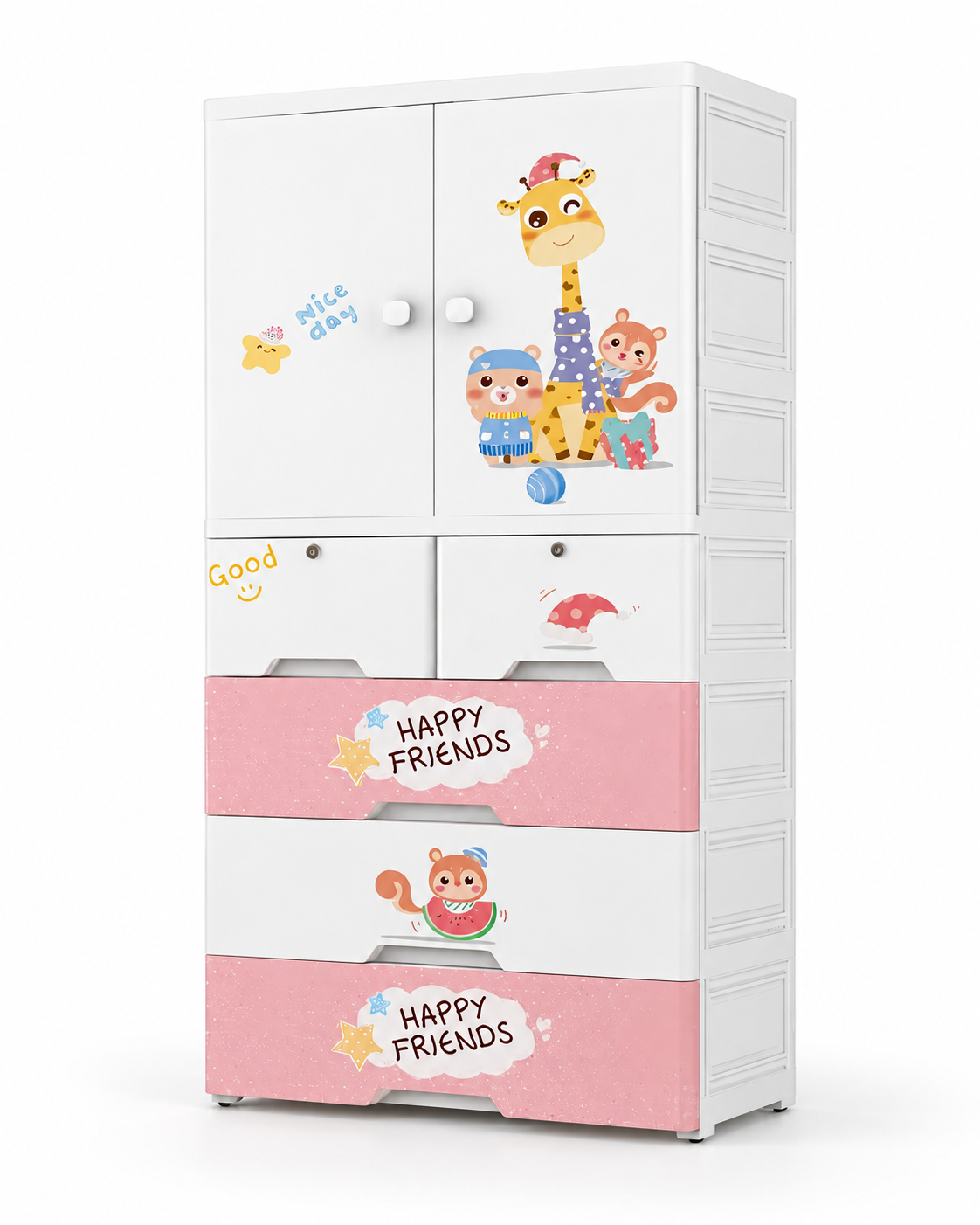 Kids Room Wardrobe with Multiple Shelves & Drawers (70*38*156cm)