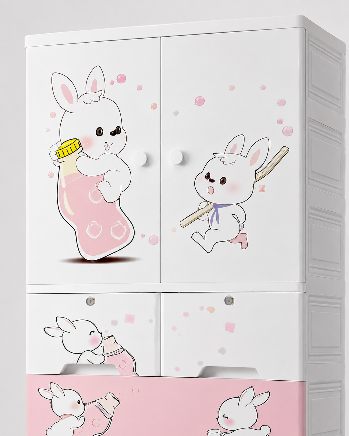 Kids Room Wardrobe with Multiple Shelves & Drawers (70*38*156cm)