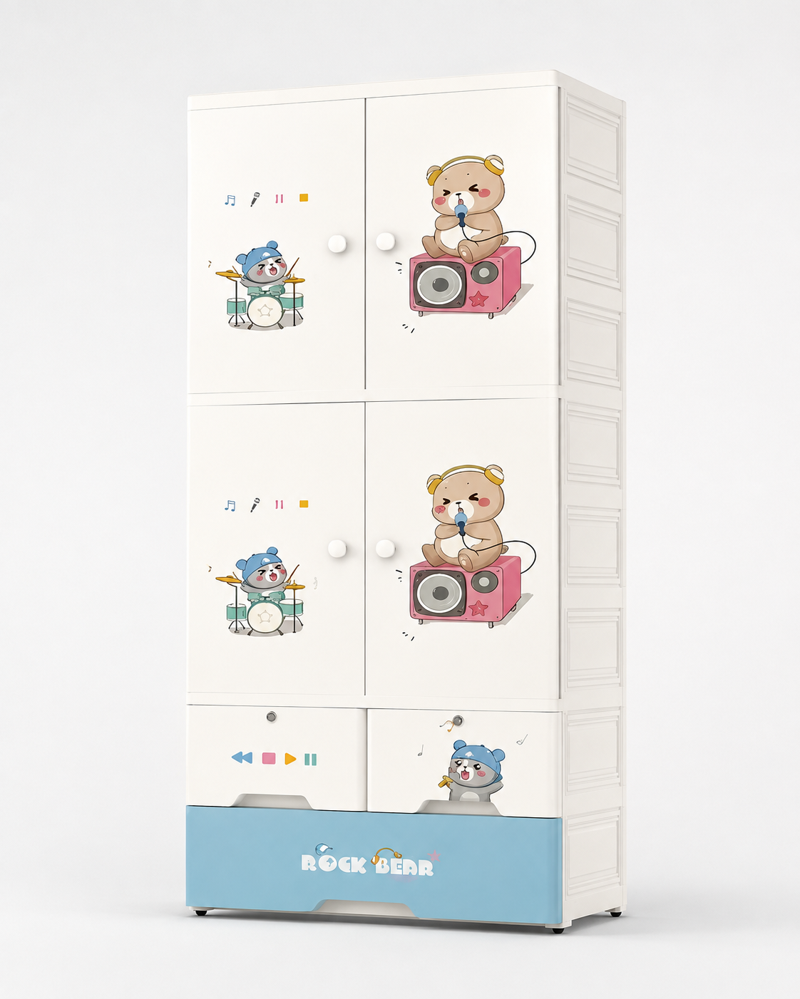Music Bear Kids Wardrobe & Storage Cabinet (70*38*177cm)