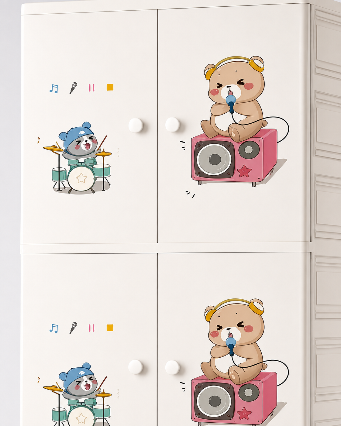 Music Bear Kids Wardrobe & Storage Cabinet (70*38*177cm)