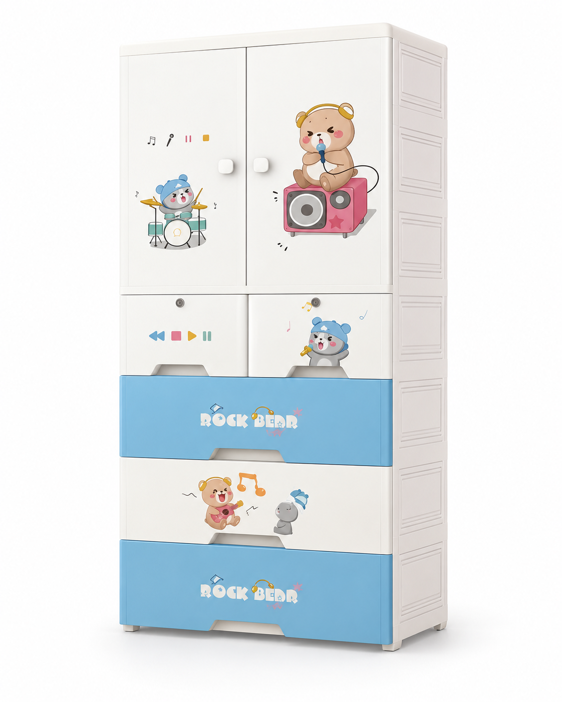 Kids Room Wardrobe with Multiple Shelves & Drawers (70*38*156cm)