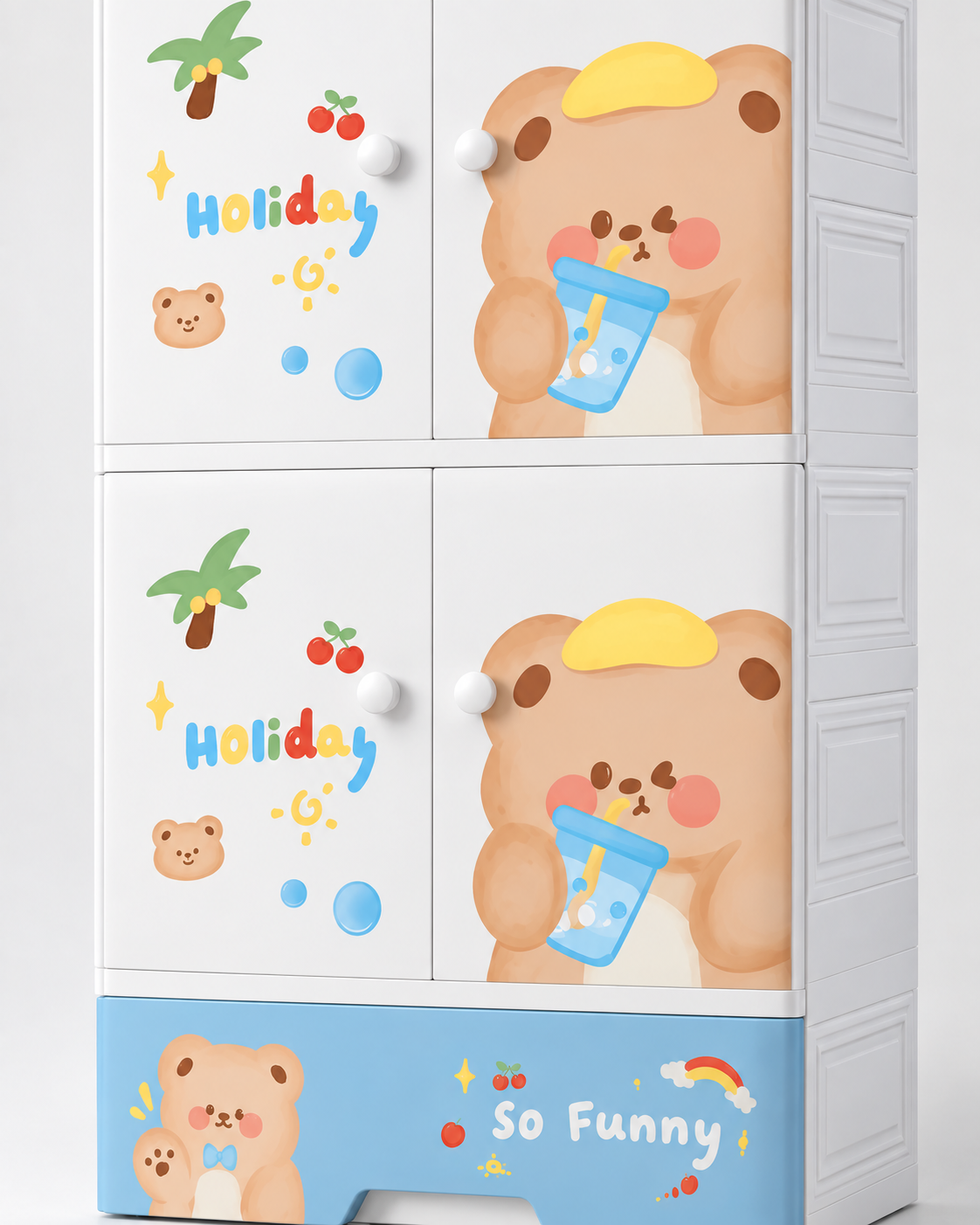 Cartoon Printed Multi Compartment Storage Cabinet (70*38*156cm)