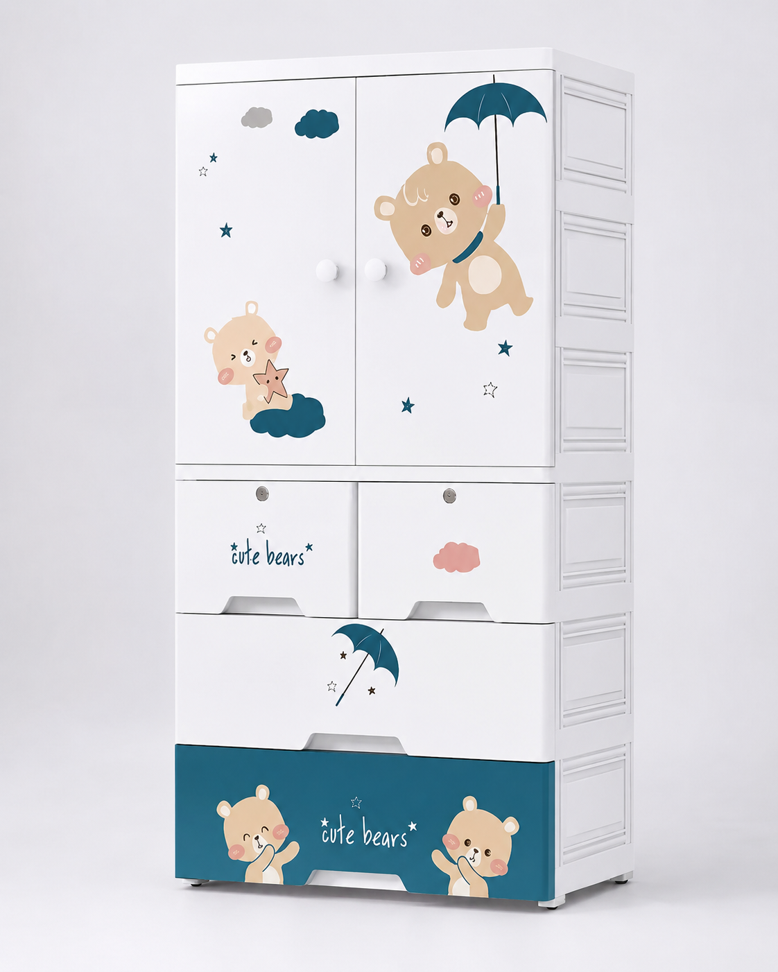 Cute Cartoon Kids Wardrobe & Storage Cabinet (70*38*135cm)