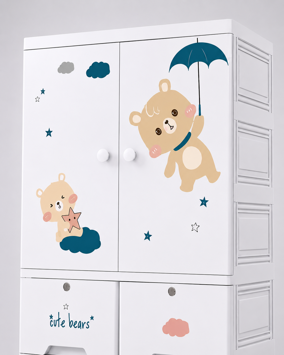 Cute Cartoon Kids Wardrobe & Storage Cabinet (70*38*135cm)