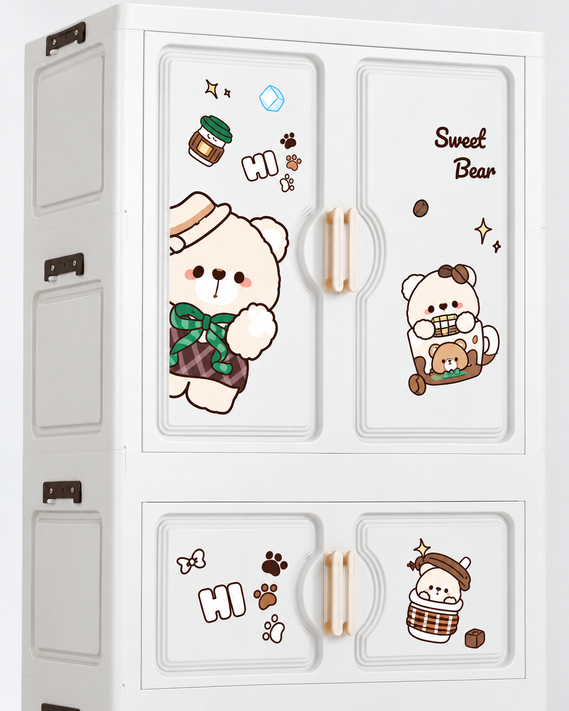 Sweet Bear Kids Wardrobe & Storage Cabinet – Adorable Children’s Organizer (68*36*164cm)